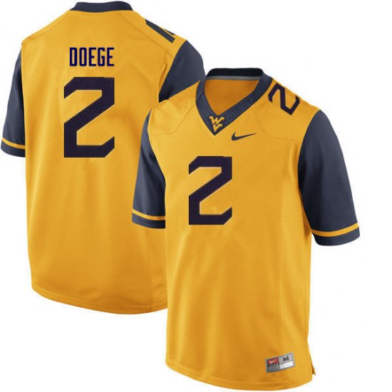 Men's West Virginia Mountaineers NCAA #2 Jarret Doege Gold Authentic Nike Stitched College Football Jersey FS15B78NX